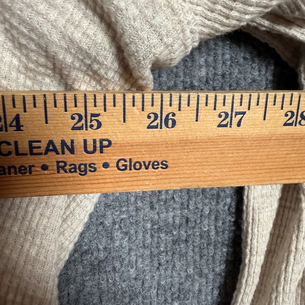 Lucky Brand Size XL Henley Shirt Hoodie Tan Cotton Cloud Waffle Button Pullover - Picture 9 of 9